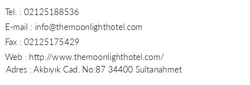 The Moonlight Hotel telefon numaralar, faks, e-mail, posta adresi ve iletiim bilgileri